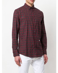 Chemise à manches longues écossaise bordeaux DSQUARED2