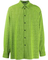 Chemise à manches longues écossaise chartreuse Balenciaga