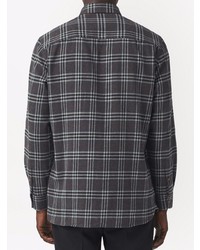 Chemise à manches longues écossaise gris foncé Burberry