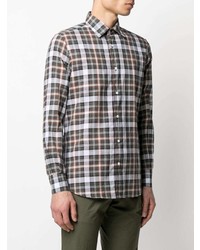 Chemise à manches longues écossaise gris foncé Glanshirt