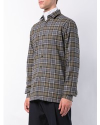 Chemise à manches longues écossaise gris foncé Lanvin