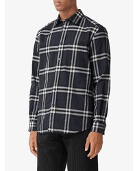 Chemise à manches longues écossaise gris foncé Burberry