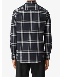 Chemise à manches longues écossaise gris foncé Burberry