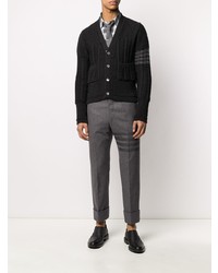 Chemise à manches longues écossaise grise Thom Browne