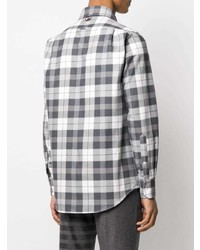 Chemise à manches longues écossaise grise Thom Browne