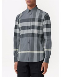 Chemise à manches longues écossaise grise Burberry