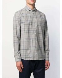 Chemise à manches longues écossaise grise Hackett