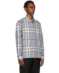 Chemise à manches longues écossaise grise Burberry