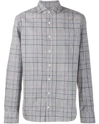 Chemise à manches longues écossaise grise Hackett