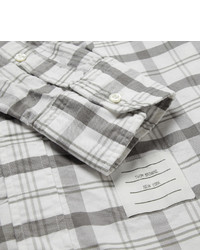 Chemise à manches longues écossaise grise Thom Browne