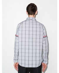 Chemise à manches longues écossaise grise Thom Browne