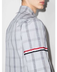 Chemise à manches longues écossaise grise Thom Browne