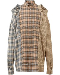 Chemise à manches longues écossaise marron clair Burberry