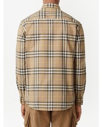 Chemise à manches longues écossaise marron clair Burberry