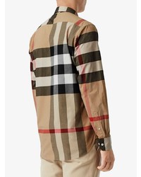 Chemise à manches longues écossaise marron clair Burberry