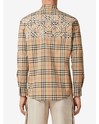 Chemise à manches longues écossaise marron clair Burberry