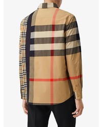 Chemise à manches longues écossaise marron clair Burberry