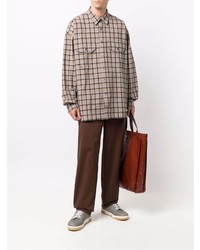 Chemise à manches longues écossaise marron clair Acne Studios