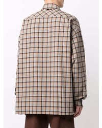 Chemise à manches longues écossaise marron clair Acne Studios