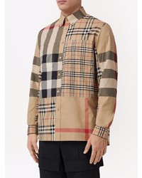 Chemise à manches longues écossaise marron clair Burberry