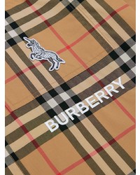 Chemise à manches longues écossaise marron clair Burberry