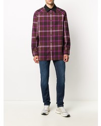 Chemise à manches longues écossaise marron foncé Acne Studios