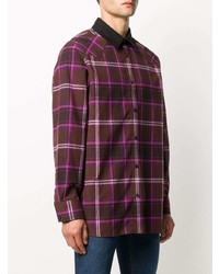 Chemise à manches longues écossaise marron foncé Acne Studios