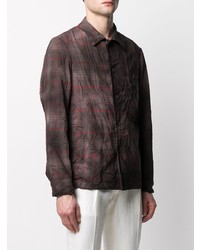 Chemise à manches longues écossaise marron foncé Barena