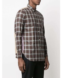 Chemise à manches longues écossaise marron foncé Junya Watanabe MAN