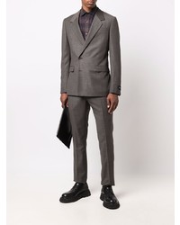 Chemise à manches longues écossaise marron foncé Ermenegildo Zegna XXX