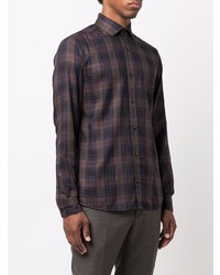 Chemise à manches longues écossaise marron foncé Ermenegildo Zegna XXX