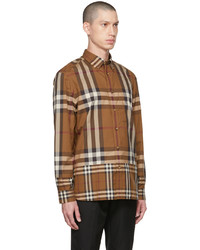 Chemise à manches longues écossaise marron Burberry