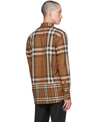 Chemise à manches longues écossaise marron Burberry