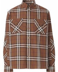 Chemise à manches longues écossaise marron Burberry