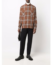 Chemise à manches longues écossaise marron Burberry