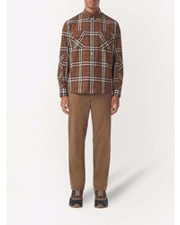 Chemise à manches longues écossaise marron Burberry