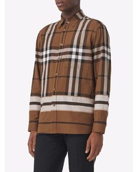 Chemise à manches longues écossaise marron Burberry