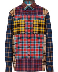 Chemise à manches longues écossaise multicolore Burberry