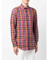 Chemise à manches longues écossaise multicolore Etro