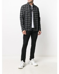 Chemise à manches longues écossaise noire et blanche Calvin Klein
