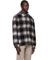 Chemise à manches longues écossaise noire Stussy