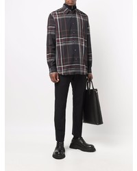 Chemise à manches longues écossaise noire Paul Smith