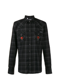 Chemise à manches longues écossaise noire Dolce & Gabbana