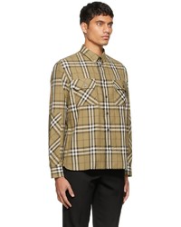 Chemise à manches longues écossaise olive Burberry