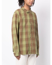 Chemise à manches longues écossaise olive Stussy