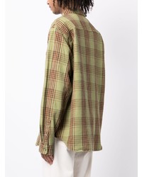 Chemise à manches longues écossaise olive Stussy