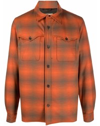 Chemise à manches longues écossaise orange Aspesi