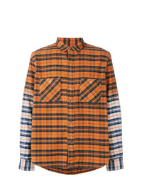 Chemise à manches longues écossaise orange Sacai