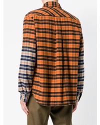Chemise à manches longues écossaise orange Sacai