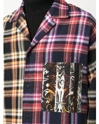 Chemise à manches longues écossaise rose VERSACE JEANS COUTURE